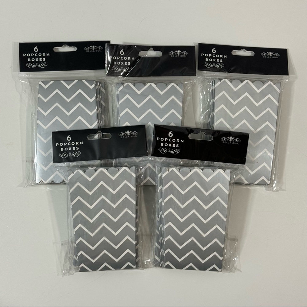 Bella Bug 5 - 6ct Popcorn Boxes Grey and White